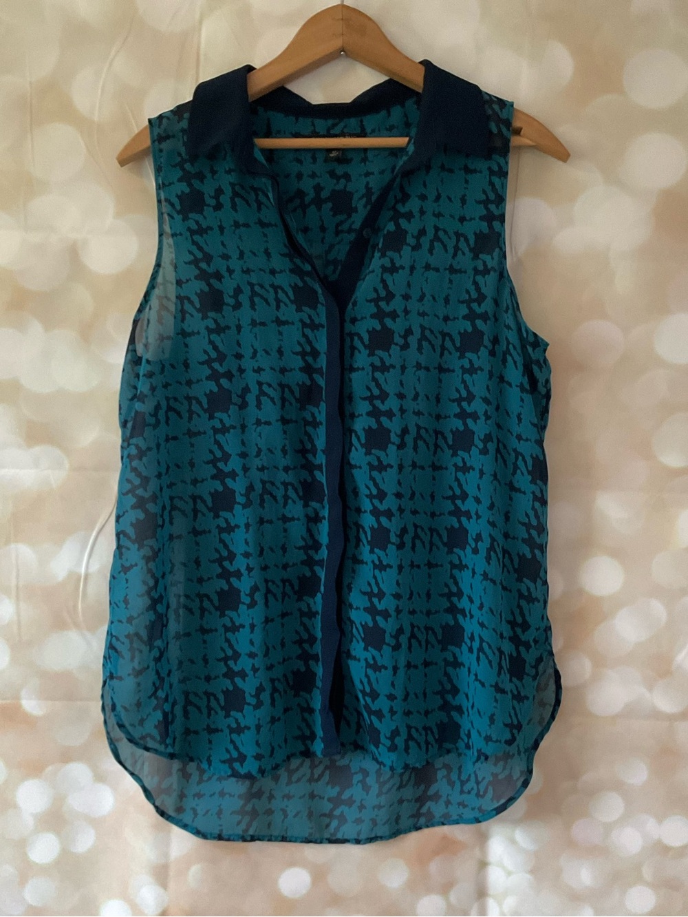 Banana Republic Green and Blue Sheer Blouse